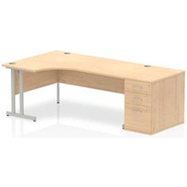 Impulse 1800mm Left Crescent Desk Maple Cantilever Leg + Desk High Ped