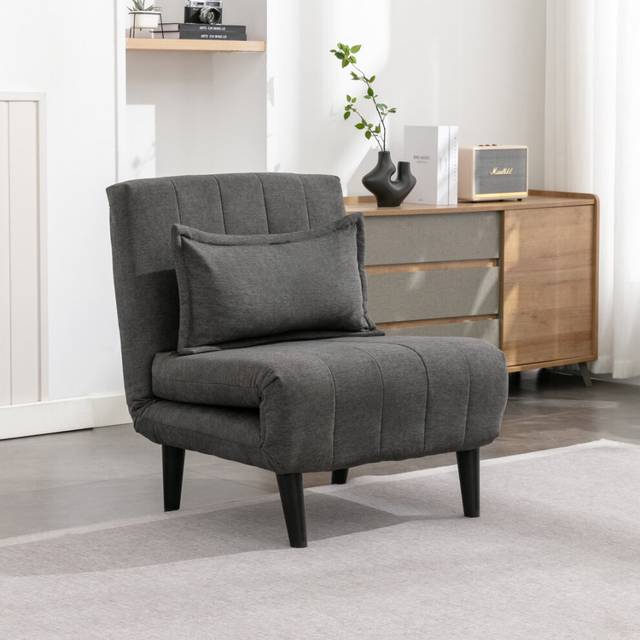 More4Homes Harper 1 Seater Folding Clic Clac Fabric Living Room Lounge Futon Sofa Bed Charcoal, Grey