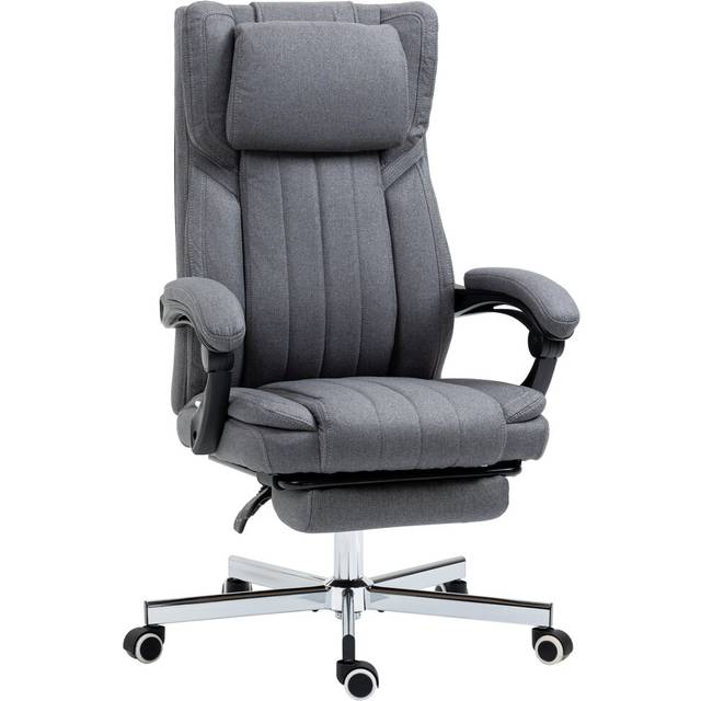 HOMCOM Executive Office Chair, Computer Desk Chair with High Back, Adjustable Headrest, Footrest, Reclining, Dark Grey Aosom UK