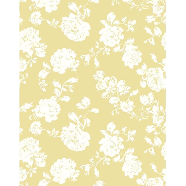 Auda 7m x 75cm Matte Stencil Effect Floral Wallpaper Roll - Yellow