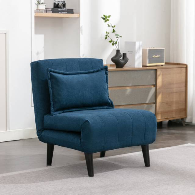 (1 Seater, Blue) HARPER 1 SEATER FOLDING CLIC CLAC FABRIC LIVING ROOM LOUNGE SOFA BED