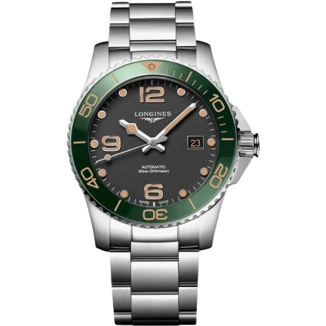 Longines HydroConquest Stainless Steel Black Dial Automatic Diver's L3.781.4.05.6 300M Men's Watch black