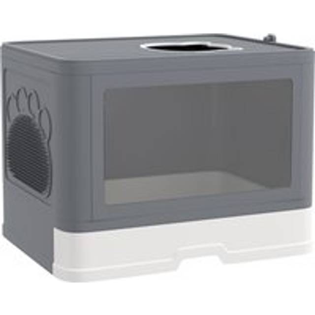 Pawhut Cat Litter Box Enclosed With Lid Front Entry Top Exit, Drawer Tray, Scoop, Brush, 48.5 X 38 X 36.5cm - Grey