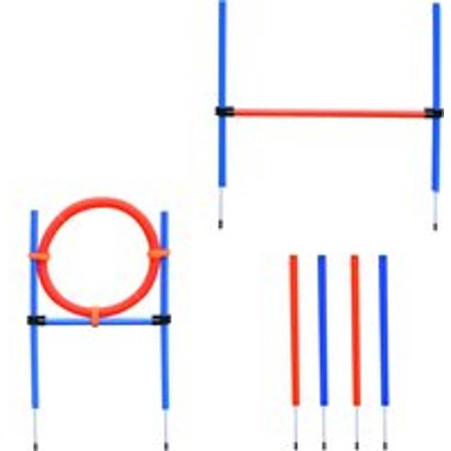 Pawhut Pet Agility Training Equipment Dog Play Run Jump Obedience Training Set Adjustable (pole + Hoop + Hurdle)