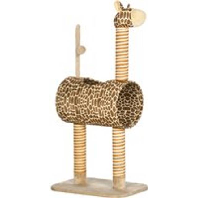 Pawhut Cat Tree For Indoor Cats Cute Giraffe Kitten Play Tower With Scratching Posts Tunnel Ball Toy, 48.5 X 34.5 X 101 Cm