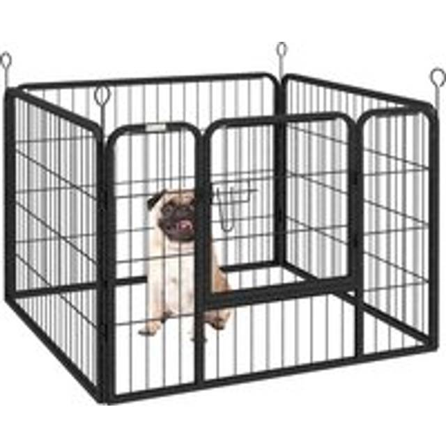 Pawhut Heavy Duty Dog Playpen, 4 Panel Puppy Pen, Foldable Dog Kennel Both Use Collapsible Design 82l X 82w X 60h (cm)