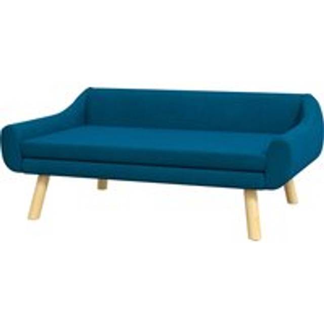 Pawhut Dog Couch With Soft Cushion, Pet Sofa Bed With Wooden Frame, Removable Cover, For Medium And Large Dogs, Blue