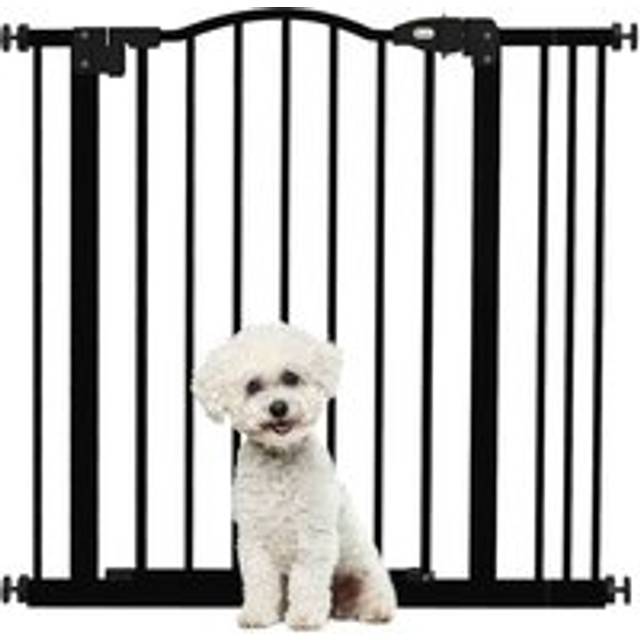 PawHut 74-87cm Adjustable Metal Pet Gate Safety Barrier w/ Auto-Close Black
