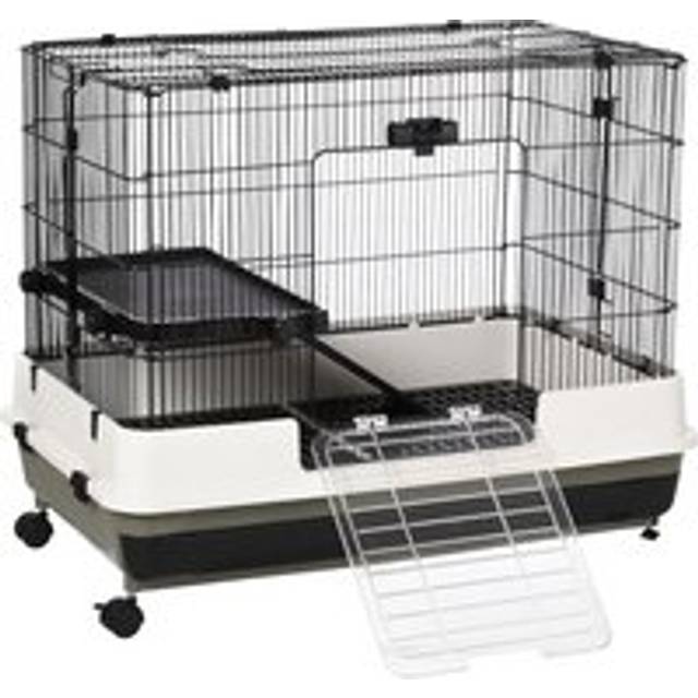 Pawhut Small Animal Steel Wire Rabbit Cage Pet Play House W/ Waste Tray Black