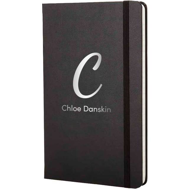 Personalised Moleskine Classic Ruled Notebook Large with Silver Foil Detail, Black