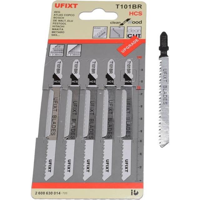 Ufixt - 5 Jigsaw Blades T101BR Down Cutting Laminates Veneers hcs Fits Black & Decker