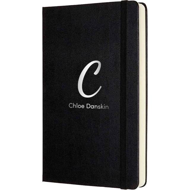 Personalised Moleskine Classic Plain Notebook Large with Silver Foil Detail, Black