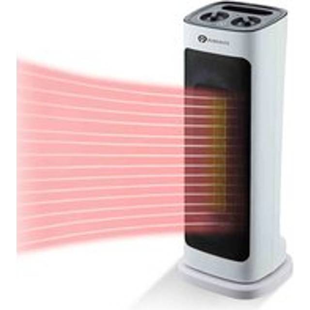 PureMate Ceramic Tower Fan Heater, 2000W Portable Electric Heater with 2 Heat Settings, Space Heater with Oscillating, Adjustable Thermostat & Safety - White - One Size