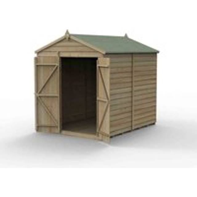 8' x 6' Forest 4Life 25yr Guarantee Overlap Pressure Treated Windowless Double Door Apex Wooden Shed (2.42m x 1.99m)