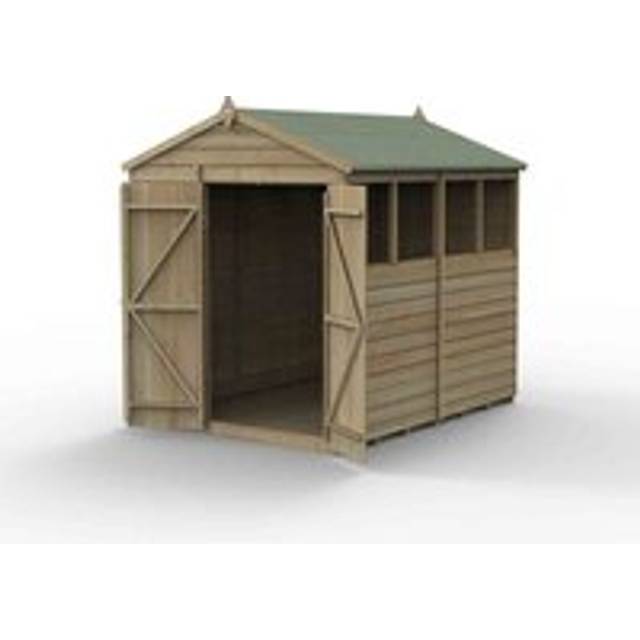Forest 6x8 4Life Overlap Apex Shed - 4 Windows - Double Door