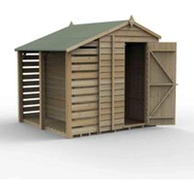 7' x 5' Forest 4Life 25yr Guarantee Overlap Pressure Treated Apex Wooden Shed with Logstore (2.18m x 2.31m)
