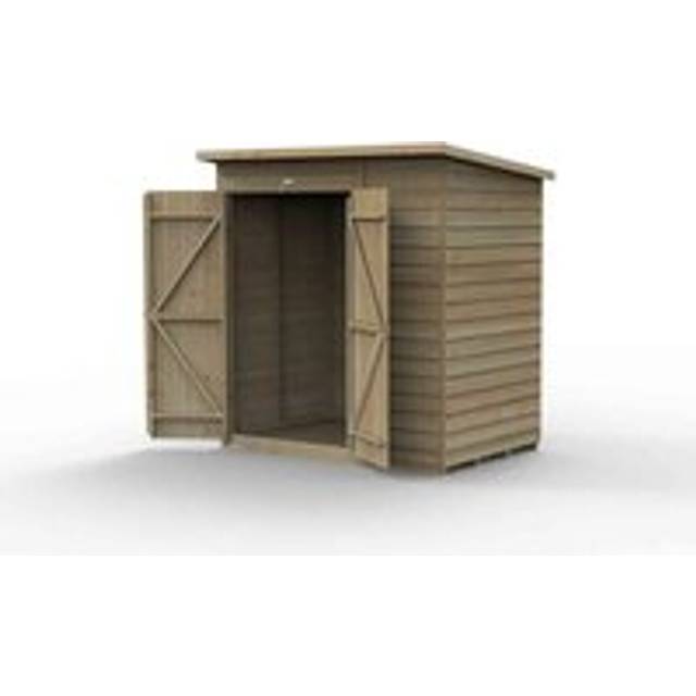 6' x 4' Forest 4Life 25yr Guarantee Overlap Pressure Treated Windowless Double Door Pent Wooden Shed (1.98m x 1.39m)