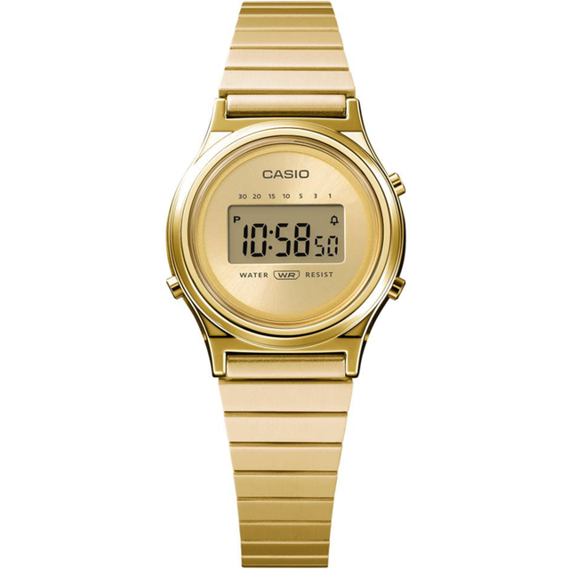 CASIO VINTAGE Kvinnors digitala klocka LA700WEG-9AEF gyllene stål, klassisk, Klassisk