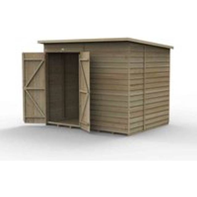 8' x 6' Forest 4Life 25yr Guarantee Overlap Pressure Treated Windowless Double Door Pent Wooden Shed (2.51m x 2.04m)