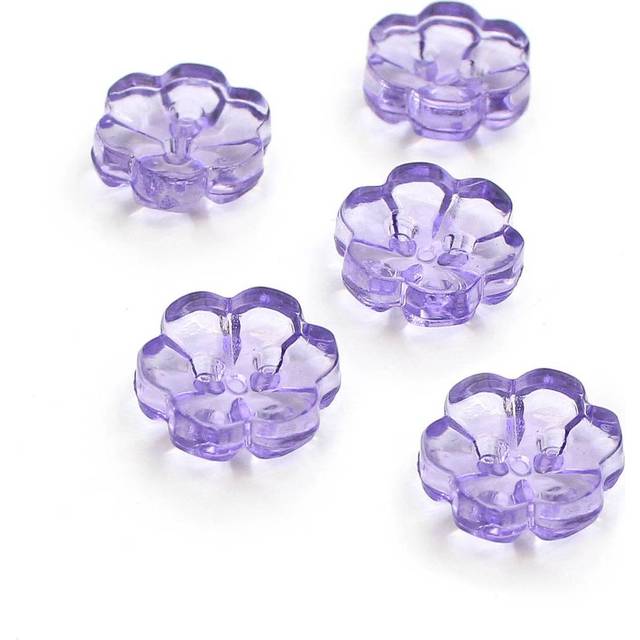 Hemline Plastic Flower Buttons  Lavender - per pack of 5