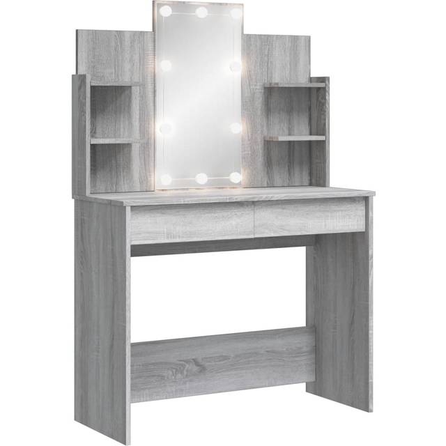 vidaXL Dressing Table with LED Lights Grey Sonoma 96x40x142 cm
