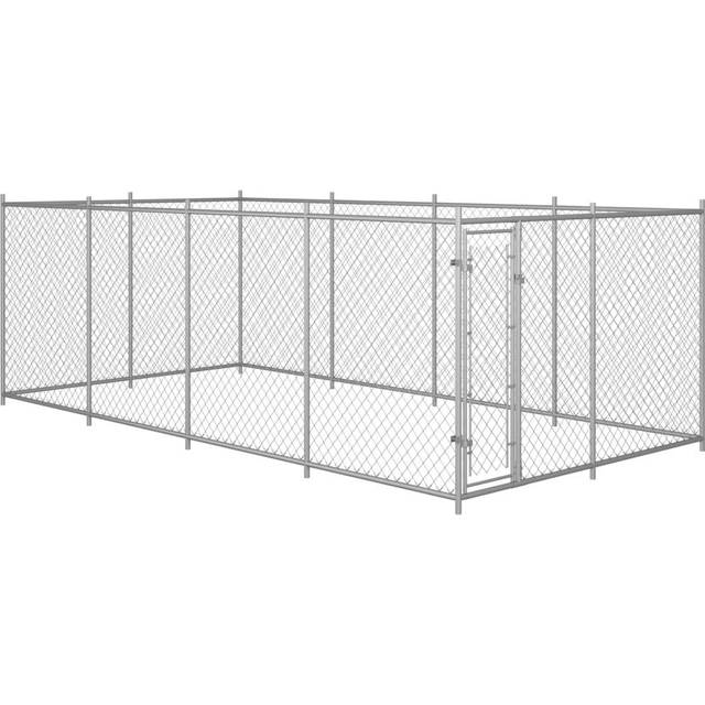 vidaXL Outdoor Dog Kennel 7.6x3.8x1.9 m - Silver