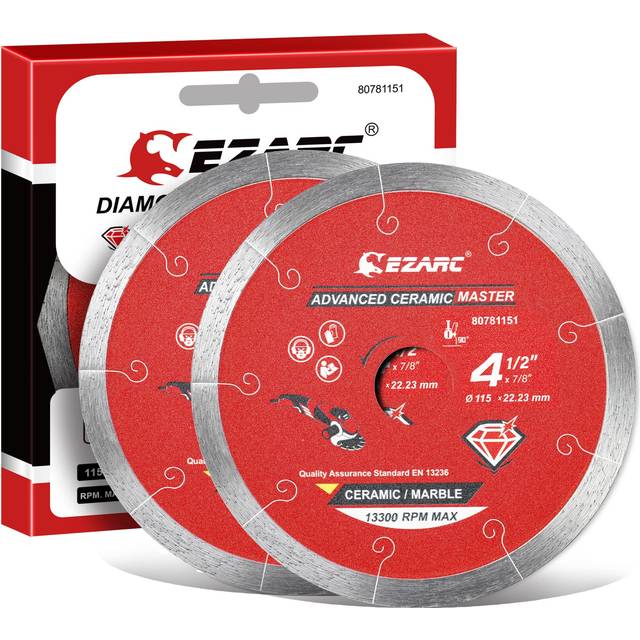 Diamond Cutting Discs - EZARC 115mm Continuous Rim Diamond Blade for Wet Cutting, Clean Precise Cutting on Ceramic, Tile
