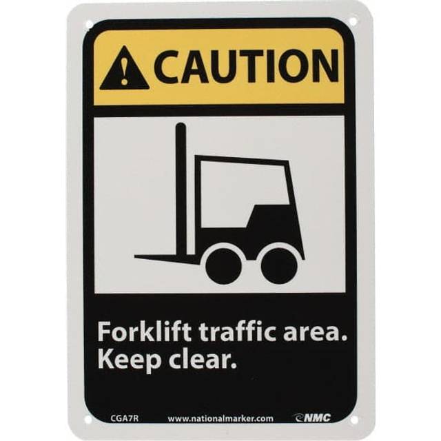 Accuform Manufacturing 1387603 7 x 10 in. Plastic Graphic Signs - Caution Forklift Traffic Area - Multi Color