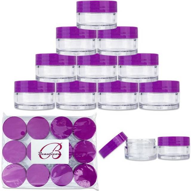Beauticom 20 gram/20ml Empty Clear Small Round Travel Container Jar Po