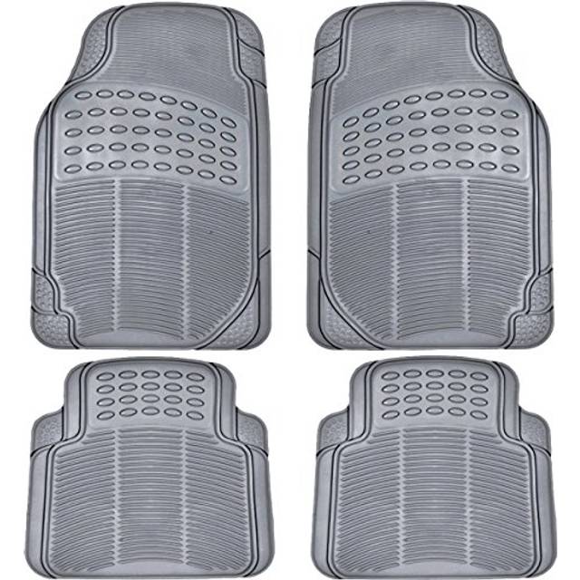 BDK All Weather Rubber Floor Mats for Car SUV & Truck - 4 Pieces Set Front & Rear  Trimmable  Heavy Duty Protection Grey  1 Count Pack of 1