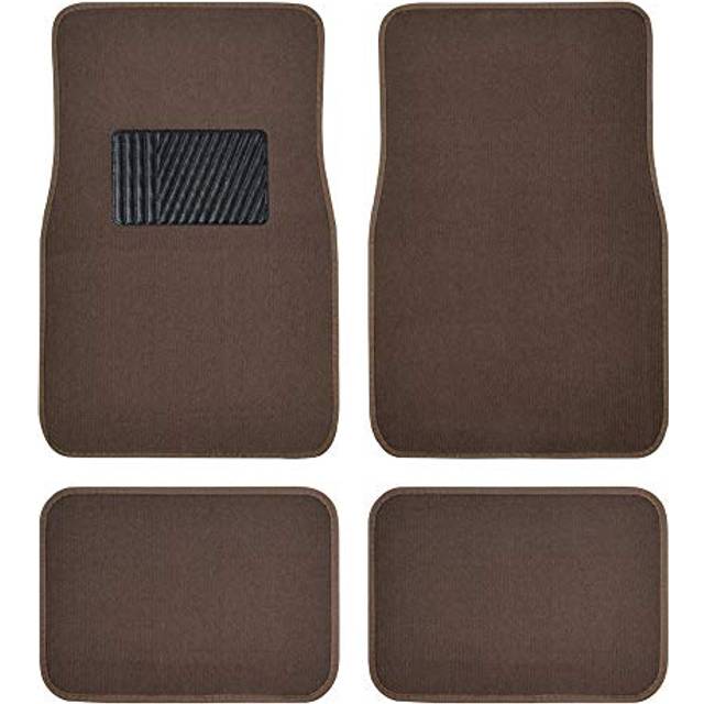 BDK MT-100-DB Classic Dark Beige Carpet Floor Mats with Vinyl Heel Pad for Car SUV Truck Van  Universal Fit Front & Rear Liner