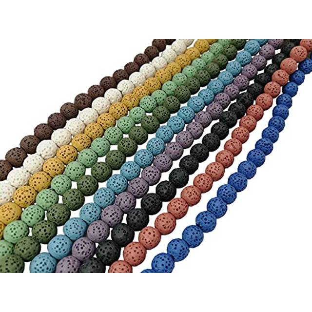 100pcs Mixed Color Lava Stone Beads  Round Shape Lava Beads - 8mm 10mm