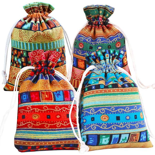 "Pinowu 20 Pack Drawstring Gift Bag 4x5.5""""  Cotton Linen Jute Cloth Sa"