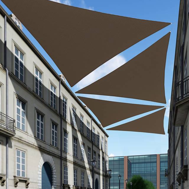 TANG 16 x 16 x 16 Sun Shade Sail Equilateral Triangle Permeable Canopy UV Block Shade Cloth for Patio Outdoor Backyard Pergol