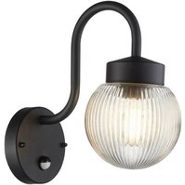 Endon 103829 Eldon Outdoor 1 Light Wall Textured Black And Clear Ribbe