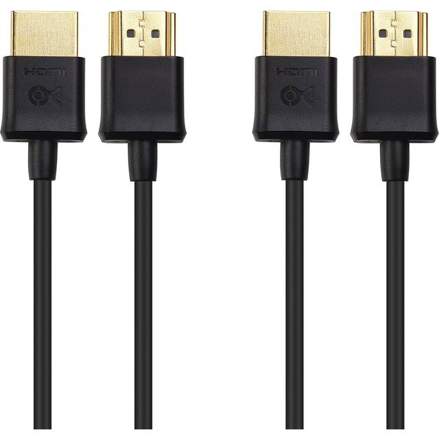 2-Pack Ultra Thin HDMI Cable (Ultra Slim HDMI Cable) 4K Rated with Ethernet 1.8m