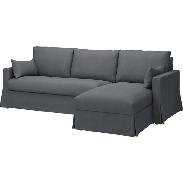 HYLTARP 3-sitssoffa med schäslong, höger, Gransel grå