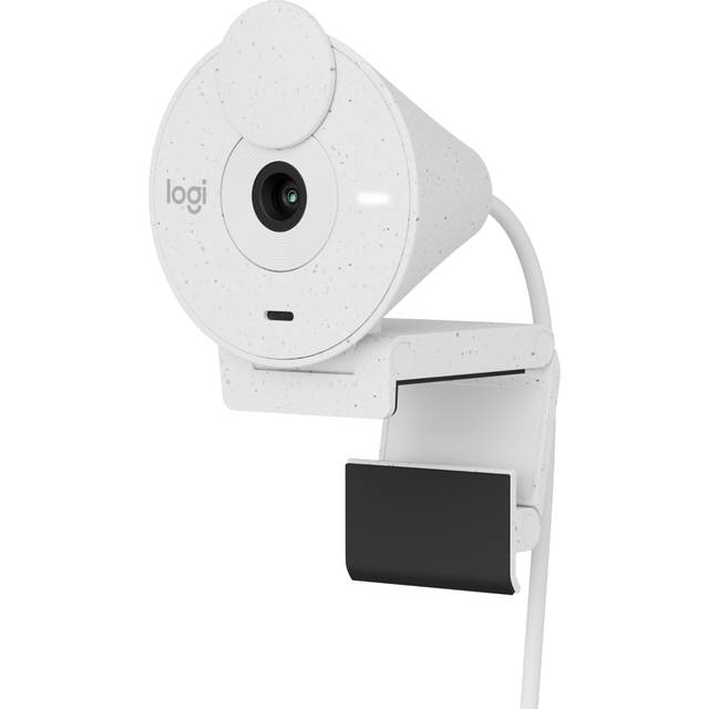 Logitech Brio 300 Full HD-webbkamera med sekretesslutare, automatisk ljuskorrigering brusreducerande mikrofon, USB-C, certifierad för Zoom, Microsoft Teams, Google Meet - Vit
