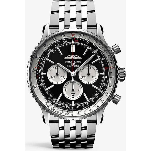 Breitling Mens Black Ab0137211b1a1 Navitimer B01 Chronograph Stainless-steel Automatic Watch 43mm - BLACK