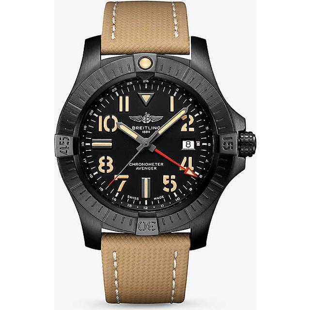 Breitling Mens Black V32395101b1x2 Avenger Dlc-coated Titanium and Leather Automatic Watch 45mm - BLACK
