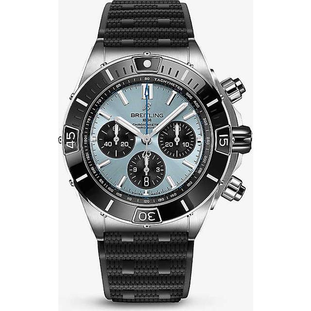 Breitling Mens Ice Blue Black Subs Pb0136251c1s1 Super Chronomat Stainless-steel, Platinum and Rubber Automatic Watch 44mm - Ice Blue black subs