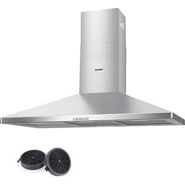 90 cm Chimney Cooker Hood Class A Extractor Hood with LED and Recirculating Ducting System Wall Mounted Range Hood 900 mm Extractor Fan kitchen with