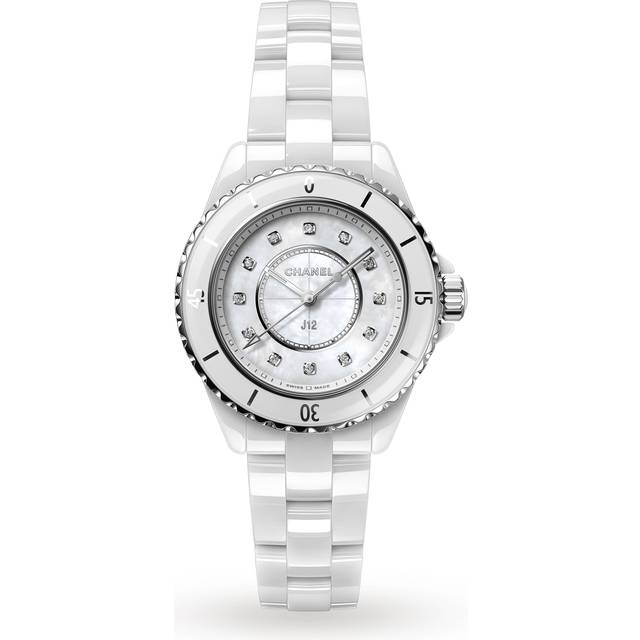 CHANEL Ceramic and Diamond J12 Watch - White - 33mm
