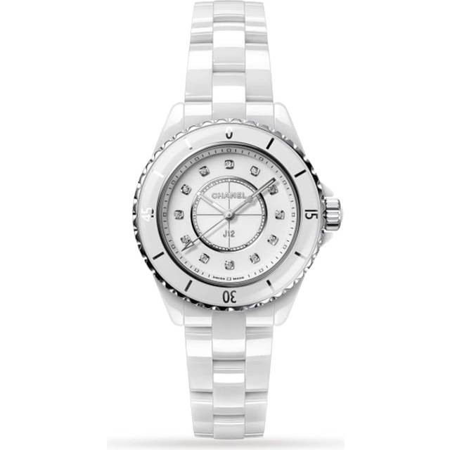 CHANEL Ceramic and Diamond J12 Watch - White - 33mm