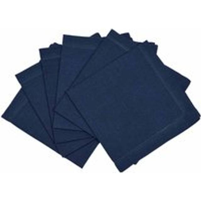 (Navy) Penguin Home 100% Linen Look with Faggoting Hemstictch Napkins-45 x 45cm-Set of 6, Cotton, 45 x 45 cm, 3401