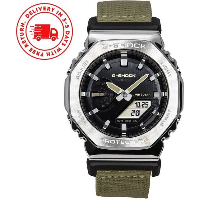 Casio G-Shock Utility Metal Collection Analog Digital Cloth Strap Black Dial Quartz GM-2100C-5A 200M Men's Watch