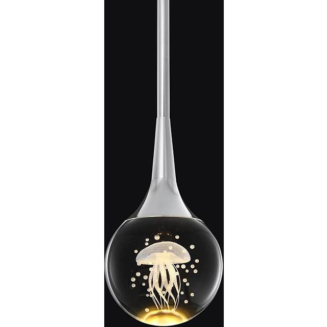Delacerda 1 - Light Single Globe LED Pendant - Chrome (10cm H X 10cm W X 10cm D)