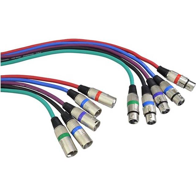 5 x XLR Mic - Audio Cables 10 Metre  5 Tangle Resistant Coloured Cable Pack