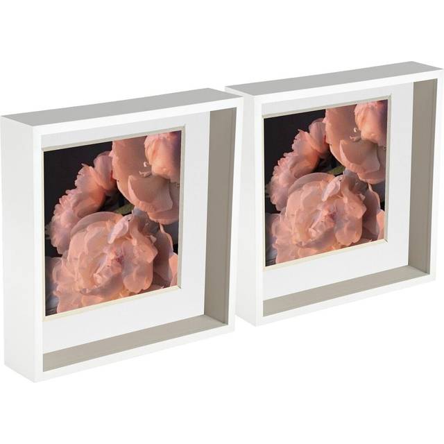 Nicola Spring - 3D Deep Box Photo Frames - White (26.5cm H x 26.5cm W x 6cm D)