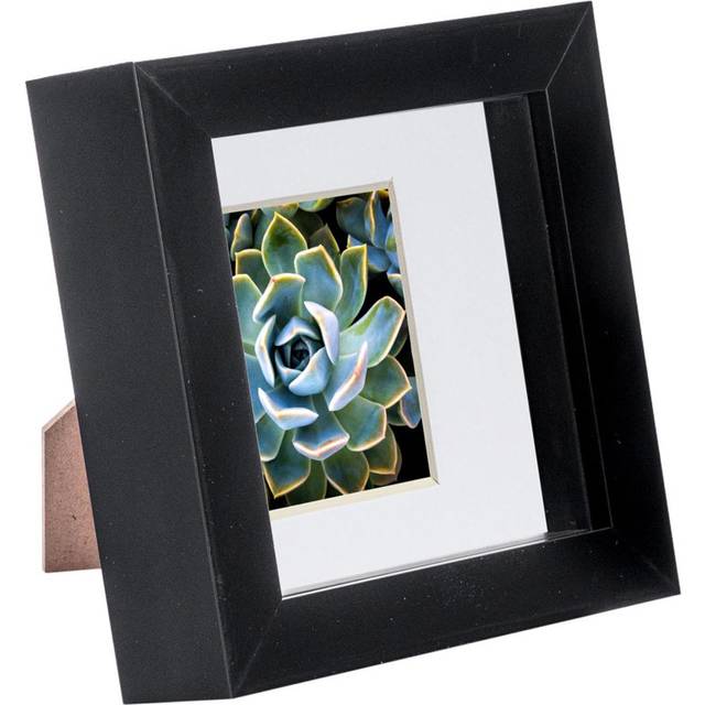 4" x 4" Black 3D Box Photo Frame - with 2" x 2" Mount - White Mount